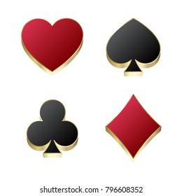 Suit of playing cards. Vector illustration symbols isolated on white background