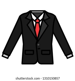 Suit with red necktie vector illustration in line color design