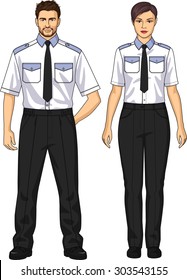 The suit for the security guard consists of a shirt and trousers