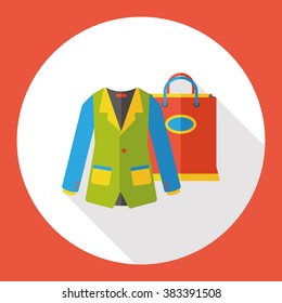 suit and shopping bag flat icon