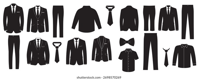Ilustración vectorial de fondo blanco de la silueta del traje