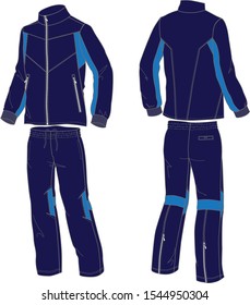 Suit sports, jacket and pants. Vector illustration.
