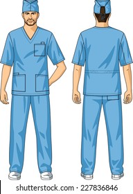 The suit summer for the medical worker consists of a jacket and trousers