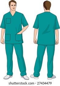 The suit of the surgeon consists of a jacket and trousers.