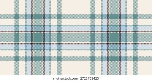 Terno padrão têxtil tartan, exibir textura de tecido vetorial. Parte sem emenda verificar fundo xadrez em linho e paleta de cores ciano.