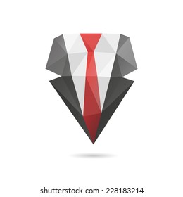 Suit with tie abstract isolated on a white backgrounds, vector illustration