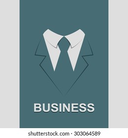 Suit with tie abstract isolated, vector illustration