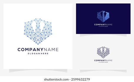 Suit tie with dot lines connection icons symbols. Abstract vector of businessman graphic gentleman logo design inspiration.	
