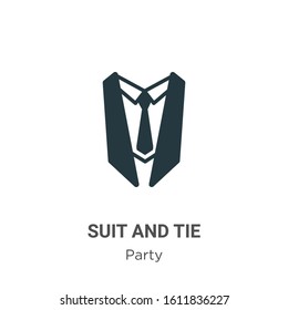 Suit and tie glyph icon vector on white background. Flat vector suit and tie icon symbol sign from modern party collection for mobile concept and web apps design.