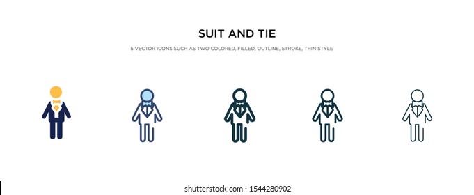 suit and tie icon in different style vector illustration. two colored and black suit and tie vector icons designed in filled, outline, line stroke style can be used for web, mobile, ui