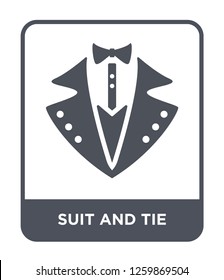 suit and tie icon vector on white background, suit and tie trendy filled icons from Party collection, suit and tie simple element illustration
