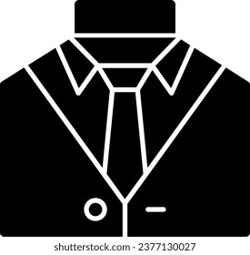 Suit and tie representing professional attire Solid Glyph Vector Icon