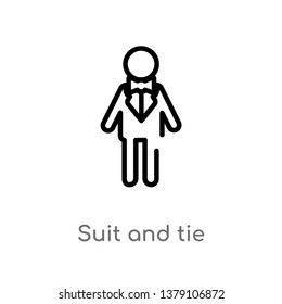suit and tie vector line icon. Simple element illustration. suit and tie outline icon from party concept. Can be used for web and mobile
