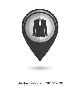 suit - vector icon;  black map pointer