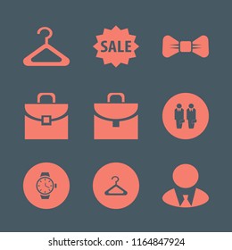 suit vector icons set. with businessman, hanger, watch and businessmen in set