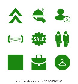suit vector icons set. with businessmen, white bow tie, up arrow and hanger in set