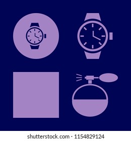 suit vector icons set. with cologne spray, white bow tie and watch in set