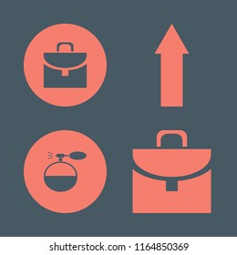 suit vector icons set. with cologne spray, briefcase and up arrow in set