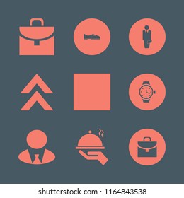 suit vector icons set. with tray hand, men shoes, briefcase and watch in set