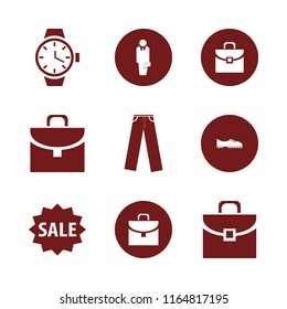 suit vector icons set. with trousers, briefcase, watch and men shoes in set