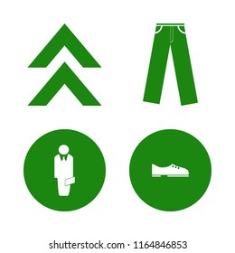 suit vector icons set. with trousers, businessman, men shoes and up arrow in set