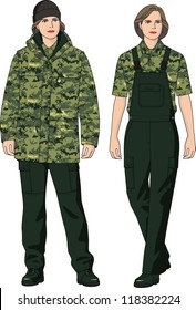 The suit for the woman consists of a jacket and trousers