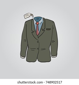 Suit or Working Jacket icon vector hand drawn