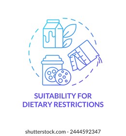 Suitability for dietary restrictions blue gradient concept icon. Lactose intolerance, vegetarian food. Round shape line illustration. Abstract idea. Graphic design. Easy to use in article, blog post