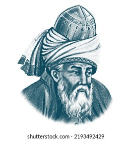 Geeignet für alle Druck- und Online-Medienbedürfnisse - Mevlana Celaleddin Rumi ist ein Symbol für Toleranz und Frieden. Einzeln. Konya, Türkei