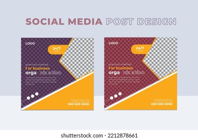 Suitable background Promotional and web internet ads with Vector Templates. Set of Editable minimal square banner Social Media Post Layout Design template.