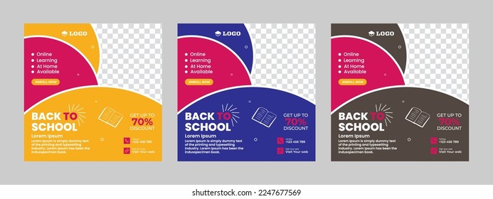  Suitable for back-to-school social media pack template educational banner Instagram posts and social media post template and web banner.