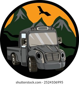 suitable for business logos such as mountain transportation, mountain truck communities, mountain lovers, or truck transportation communities
