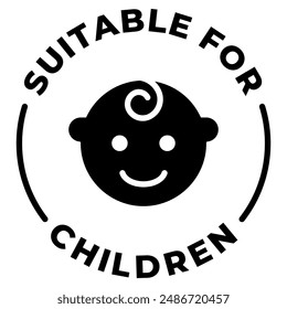 Suitable for children icon. Kids friendly label. Baby safe approved vector illustration. Child friendly seal. Suitable for kids emblem, badge, sign, symbol or stamp isolated.