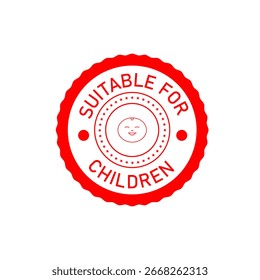 Geeignet für Kinder Red Badge Vektor Design einzeln auf weißem Hintergrund