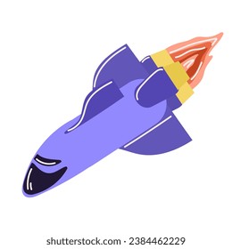 Suitable for the design of space themes, missions to the moon or mars. Space shuttle for space flights, vector illustration in cartoon style, isolated on white background.