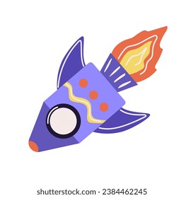 Suitable for the design of space themes, missions to the moon or mars. Space rocket for space flights, vector illustration in cartoon style, isolated on white background.