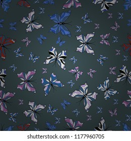 Suitable for fabric, paper, packaging. Butterfly shadows and silhouettes. Spring and summer tropical butterfly seamless pattern in blue, white and black colors. Vector illustration.