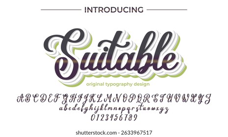 Pincel elegante pintado con letras de Vector en mayúsculas, alfabeto, tipografía