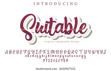 Pincel elegante pintado con letras de Vector en mayúsculas, alfabeto, tipografía