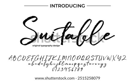 Suitable Font Stylish brush painted an uppercase vector letters, alphabet, typeface