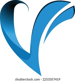 suitable for icons, symbols or logos with the characteristic letter v in blue