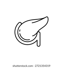 Suitable for medical presentations, educational materials, and sciencerelated designs. Illustration shows detailed structure of human pancreas. Useful for medical illustrations.