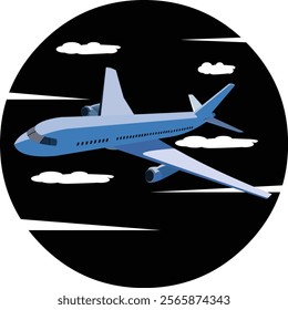 Suitable for night flight ticket provider business logos, or certain products with a black background airplane symbol