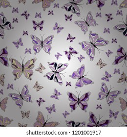 Suitable for packaging, paper, fabric. Colored butterflies on a white, neutral and black background. Colorful folk vector seamless pattern with butterflies.