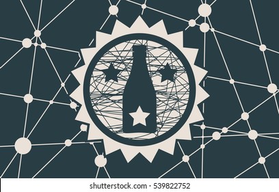 Suitable for poster, promotional leaflet, invitation, banner or magazine cover. Molecule And Communication Background. Unusual font. Connected lines with dots. Wine shop logo