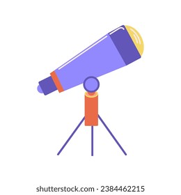 Suitable for décor of scientific articles, space themes, astronautics, astronomy. Telescope for viewing stars, galaxies, nebulae, vector illustration in flat style, isolated on white. 