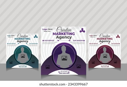 Suitable for social media post and web internet ads. Vector illustration with photo college. Set of Editable minimal square banner template.