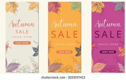 Suitable for social media posts, mobile apps, banners design and webinternet ads. Autumn Sale background, banner, poster or flyer design. Vector illustration 