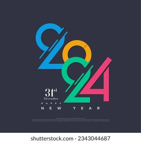 suitable and unique color combination for 2024 new year celebration numbers. vector premium design.
