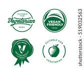 Suitable for vegetarian. Vegan related labels set. Stickers for food products. Healthy food icons. Vector vintage illustration.